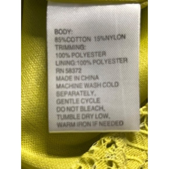 I Le New York18 Yellow/Green Floral Lace Shift Dress Sheer Open Top Sleeve NWT - Picture 14 of 16